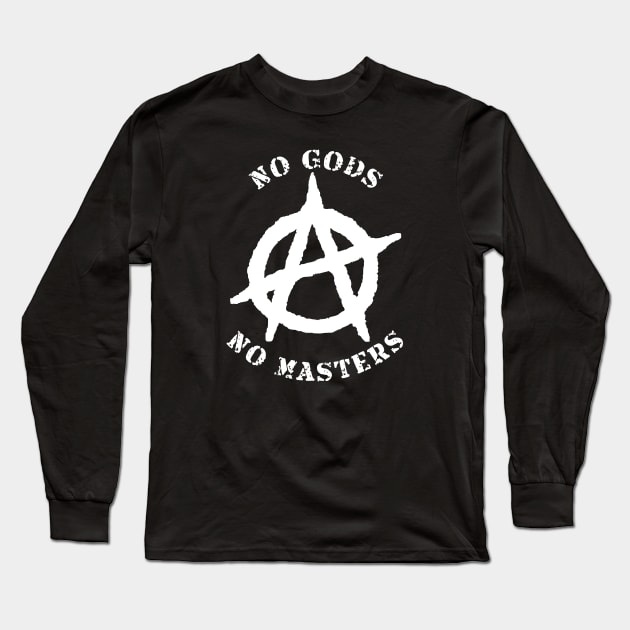 no gods no masters white 2 Long Sleeve T-Shirt by vlada123